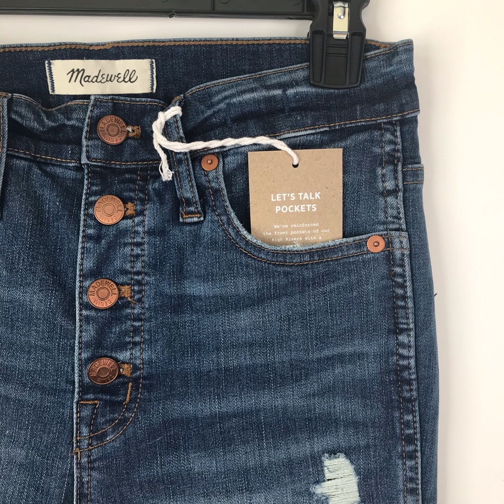 NWT Madewell 10” High Rise Button Front Distressed - Picture 4 of 7
